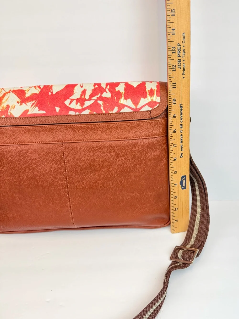 Jumper Maybach Floral Print Canvas Crossbody Bag in Red and Brown Trim